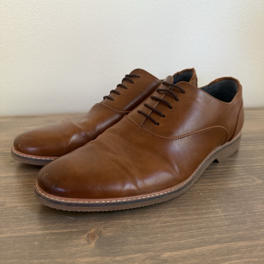 Steve Madden Men's 10 Brown P-Ollie Leather Oxford Dress Shoes